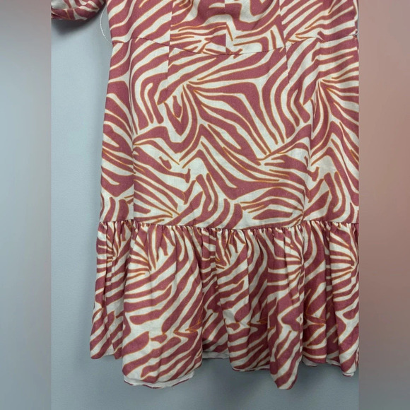 Karina Grimaldi Martha Cotton Blend Print Mini Dress in Sand Stone Zebra - Picture 7 of 7
